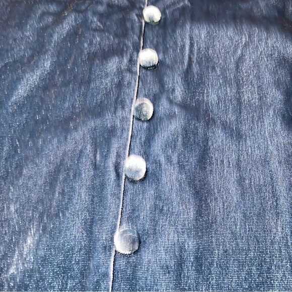 MADEWELL BY JCREW BLUE VELVET BUTTON FRONT MIDI DRESS WITH SIDE SLITS TRENDY - Picture 11 of 13